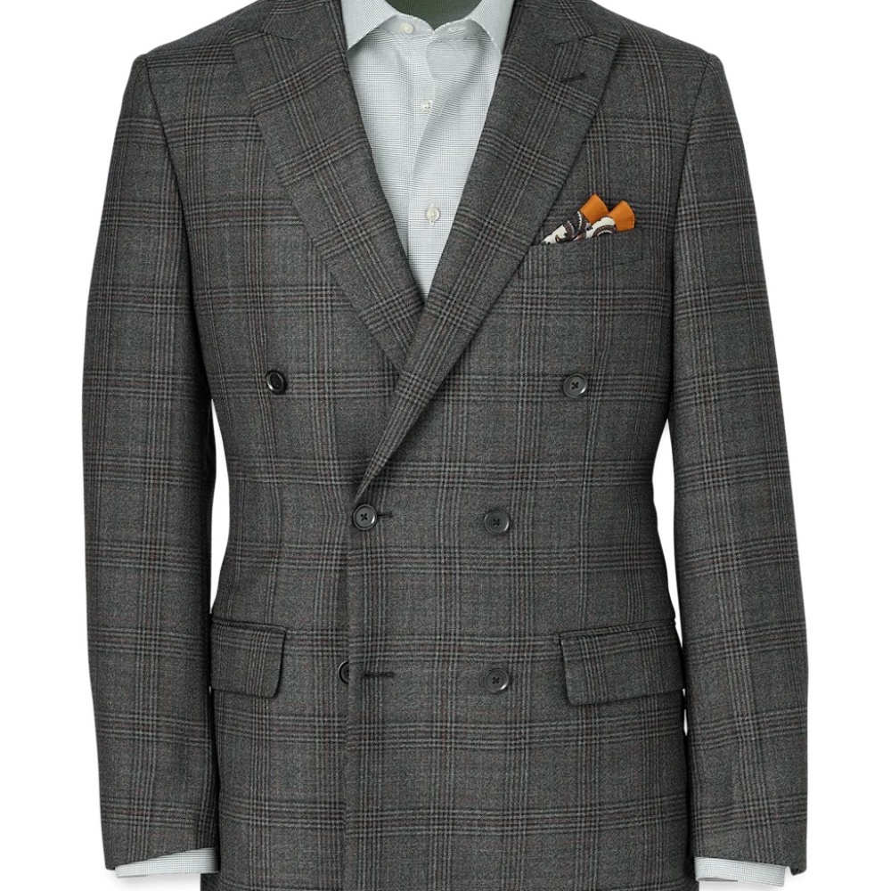 Express Extra Slim Plaid Double Breasted Suit Jacket - Picture 1 of 7